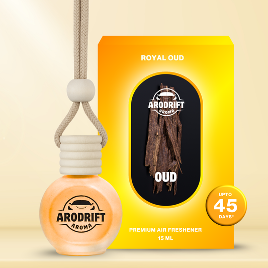 AroDrift Aroma Premium Car Air Freshener | Car Hanging Perfume | Royal Oud | 15 ML