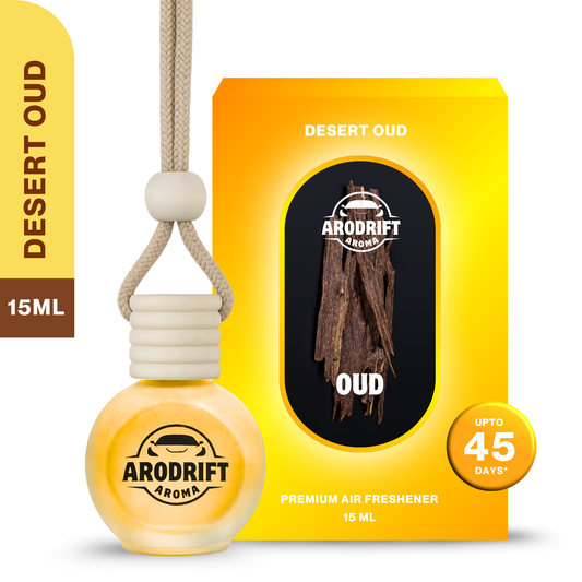 AroDrift Aroma Premium Car Air Freshener | Car Hanging Perfume | Desert Oud | 15 ML