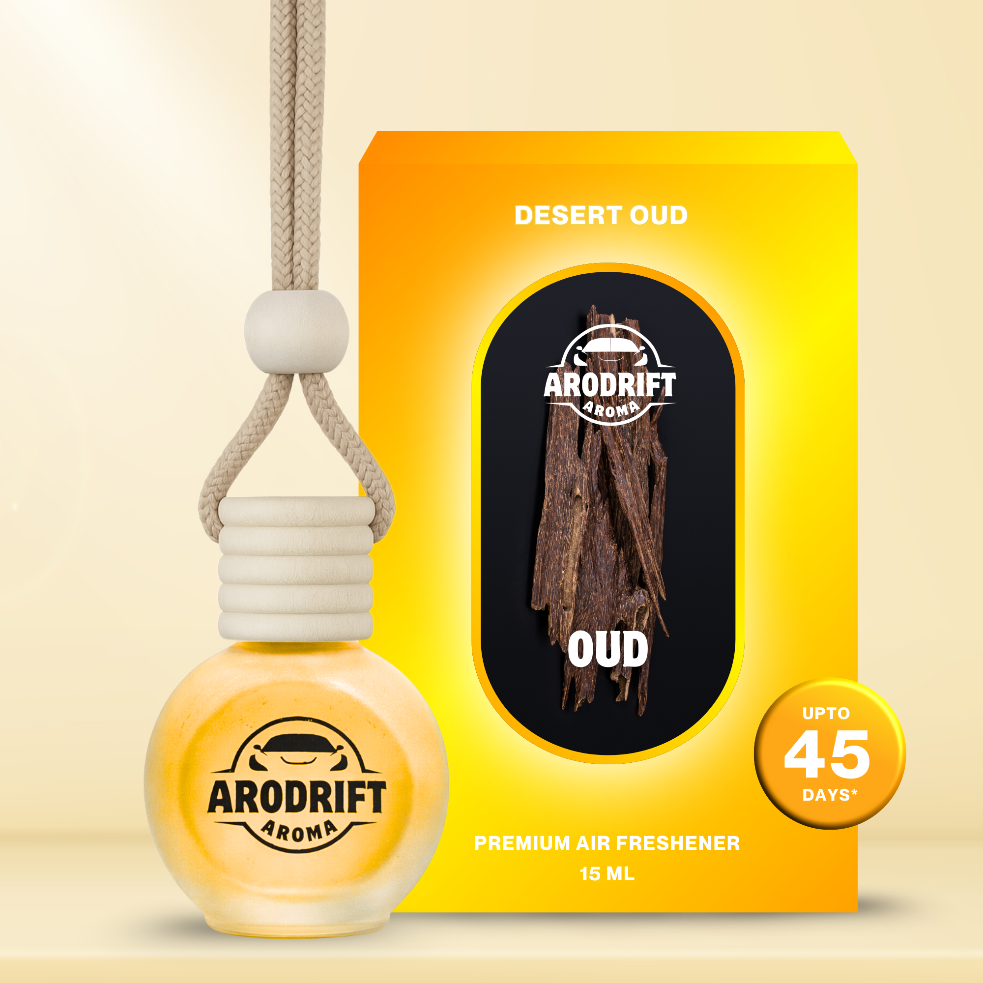 AroDrift Aroma Premium Car Air Freshener | Car Hanging Perfume | Desert Oud | 15 ML - Car Air Fresheners