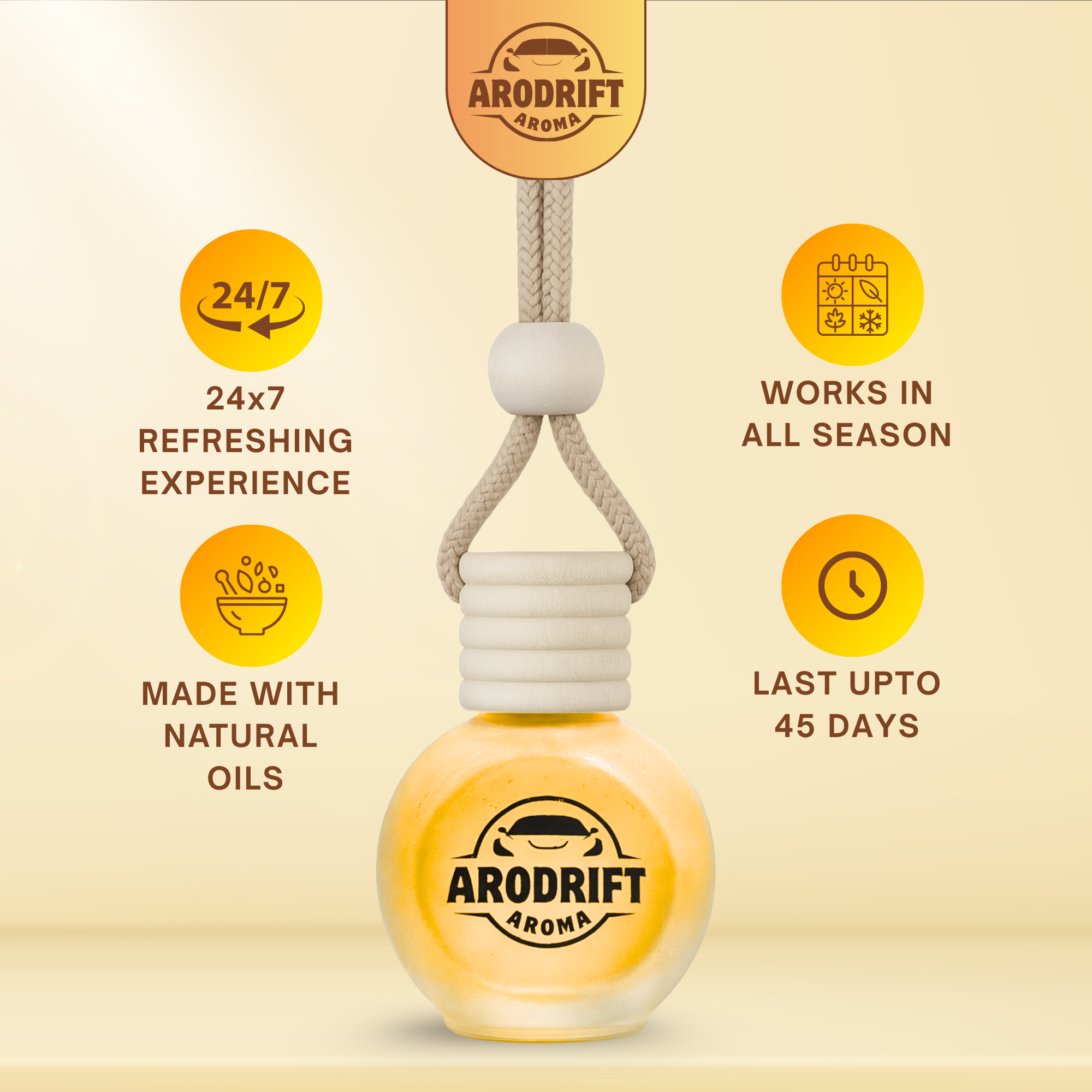 AroDrift Aroma Premium Car Air Freshener | Car Hanging Perfume | Desert Oud | 15 ML - Car Air Fresheners