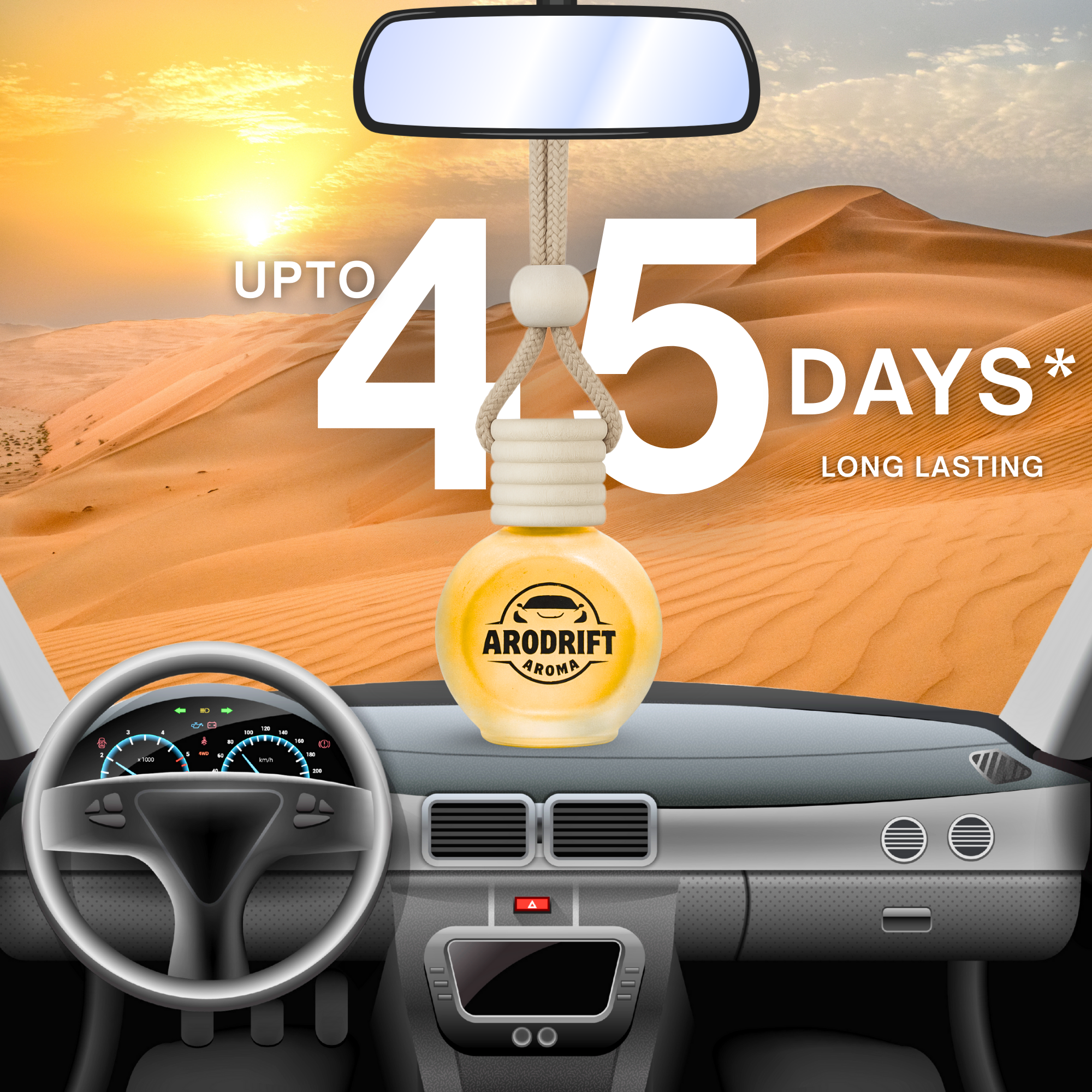 AroDrift Aroma Premium Car Air Freshener | Car Hanging Perfume | Desert Oud | 15 ML - Car Air Fresheners