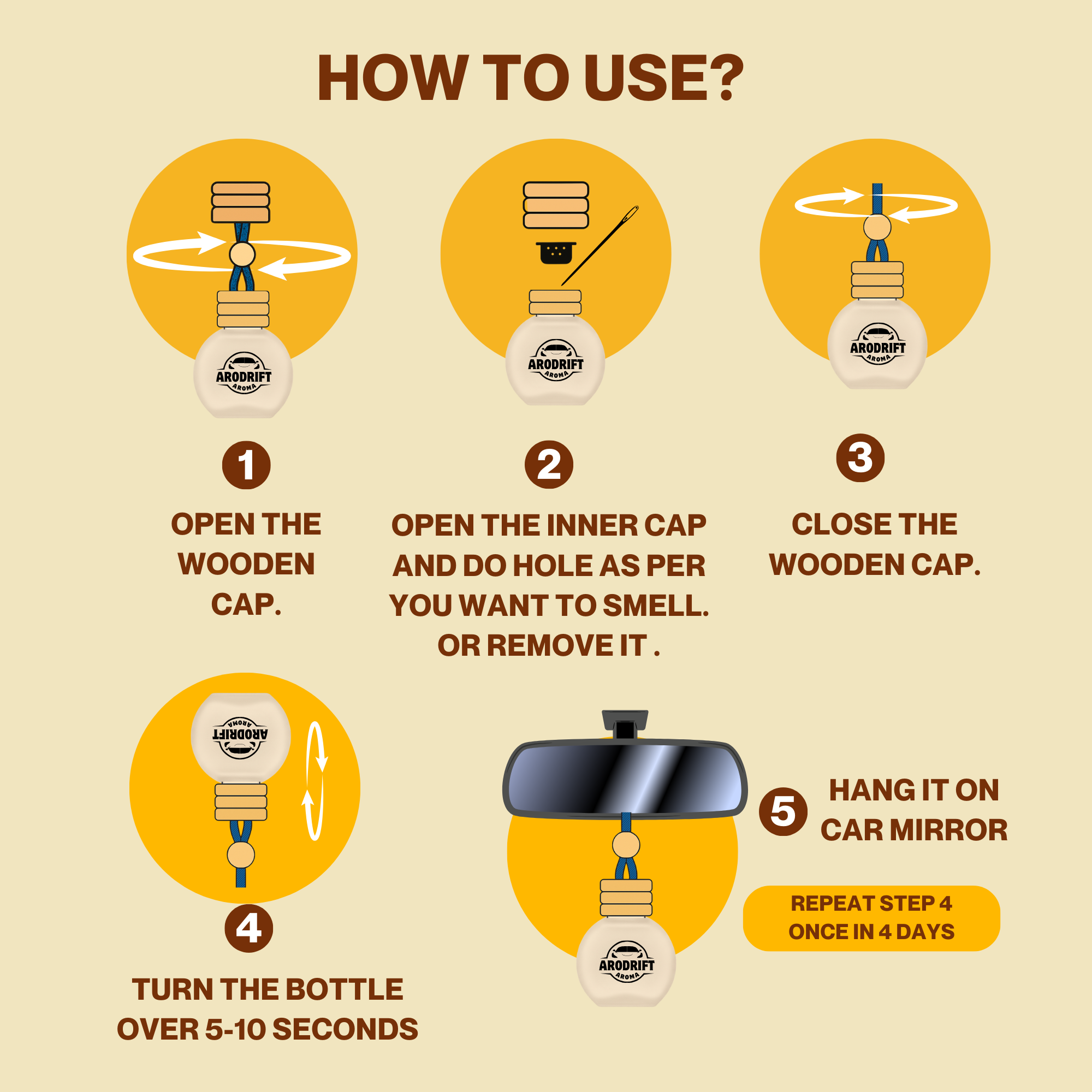 AroDrift Aroma Premium Car Air Freshener | Car Hanging Perfume | Desert Oud | 15 ML - Car Air Fresheners