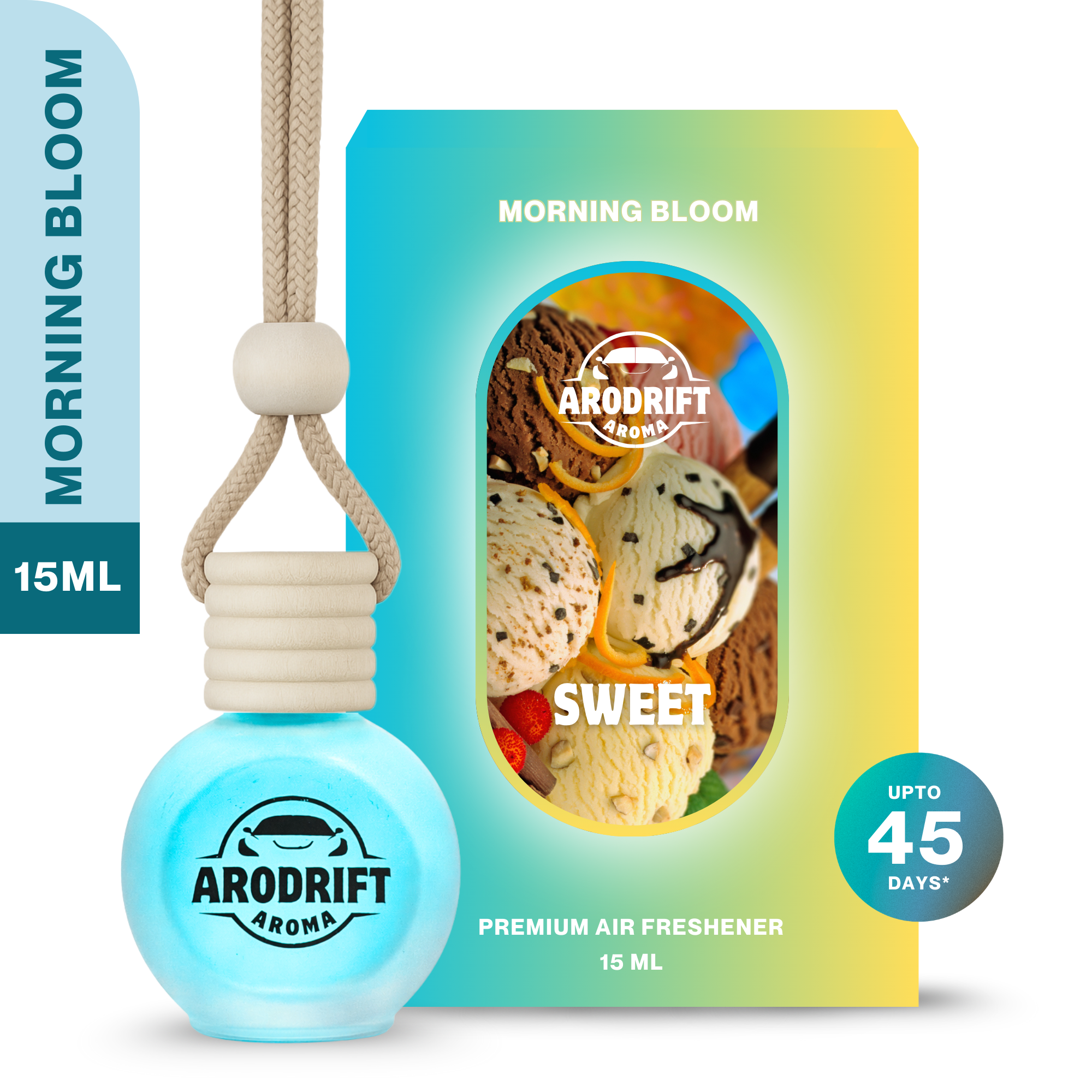 AroDrift Aroma Premium Car Air Freshener | Morning Bloom | Car Hanging Perfume | 15 ML
