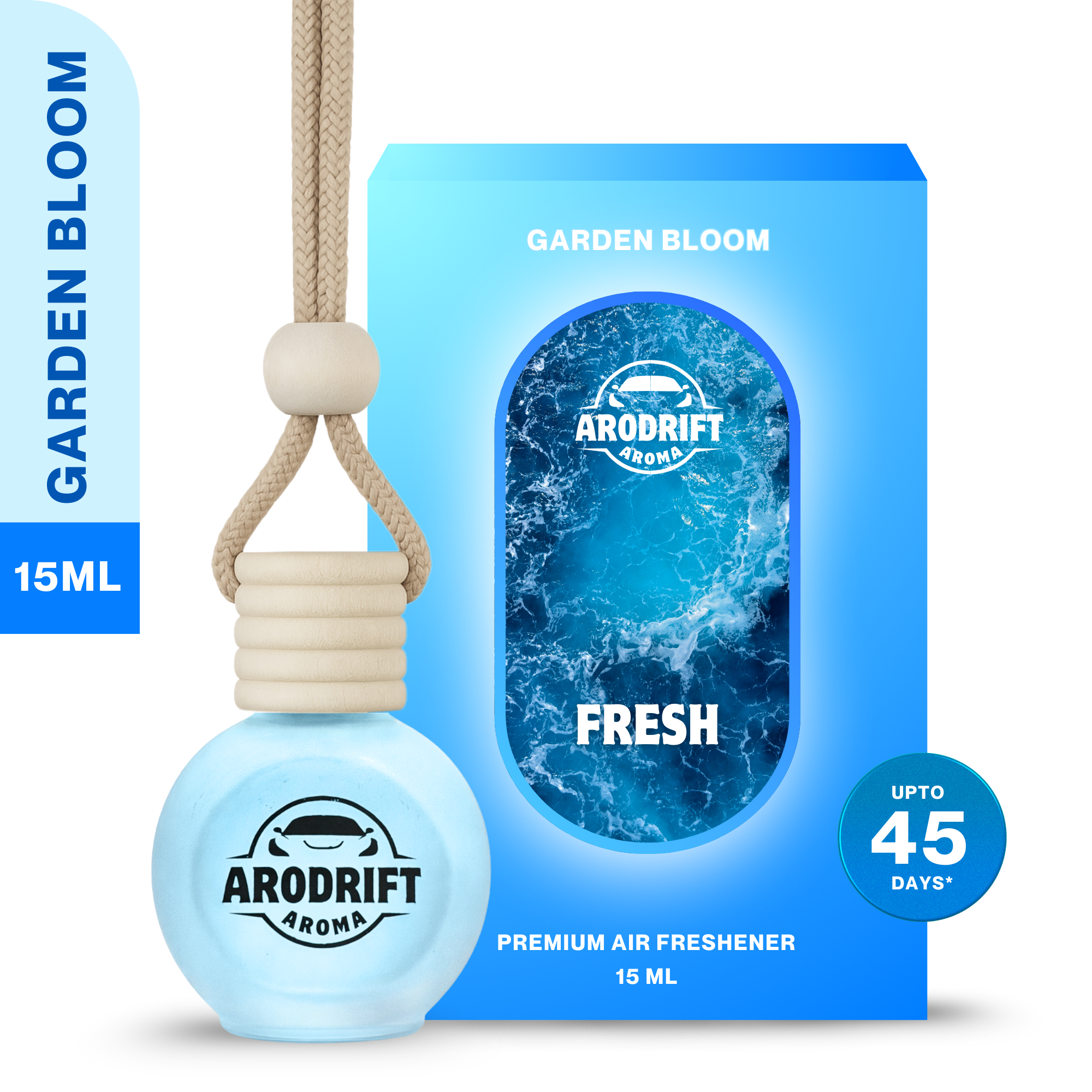 AroDrift Aroma Premium Car Air Freshener | Car Hanging Perfume | Garden Bloom | 15 ML - Car Air Fresheners