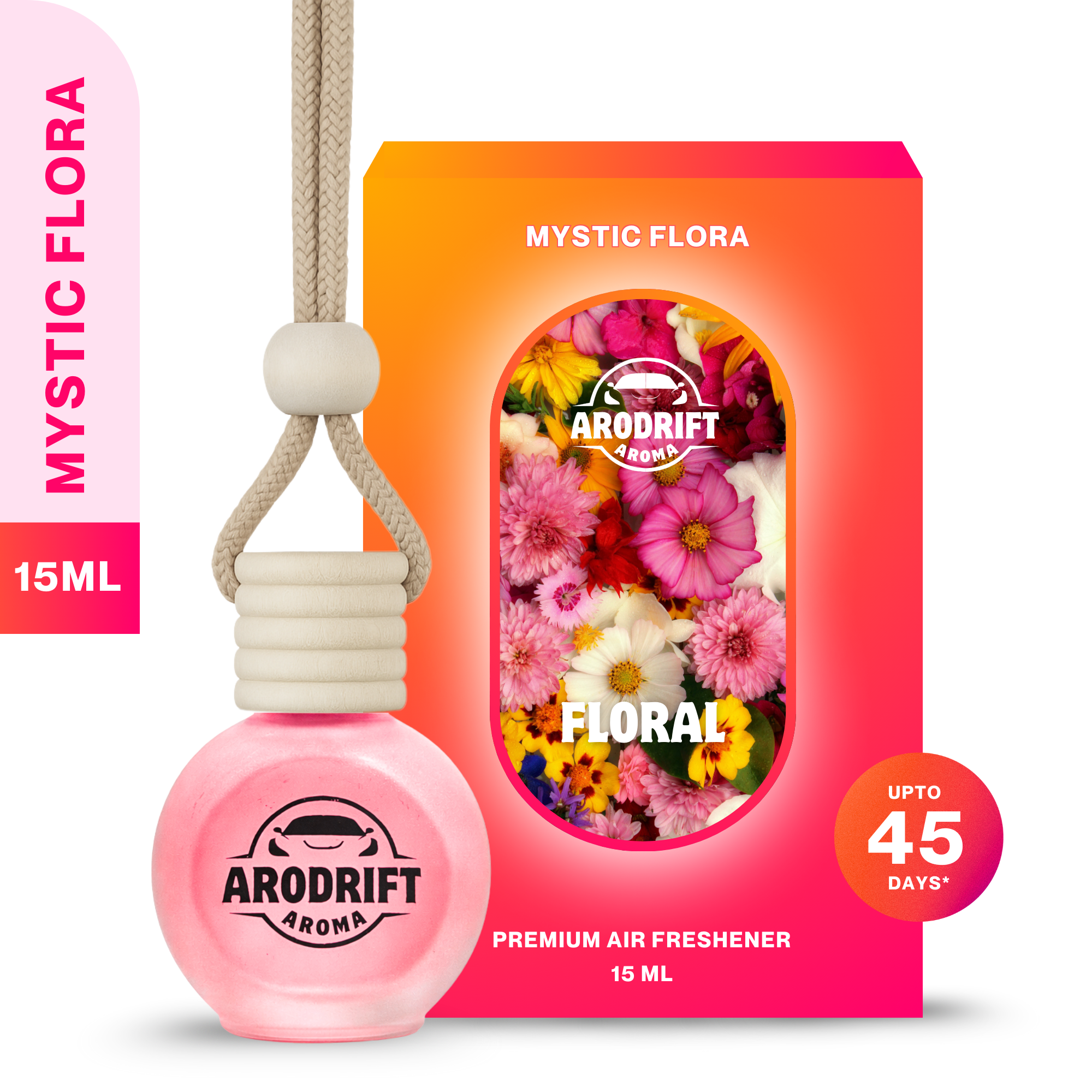 AroDrift Aroma Premium Car Air Freshener | Mystic Flora | Car Hanging Perfume | 15 ML