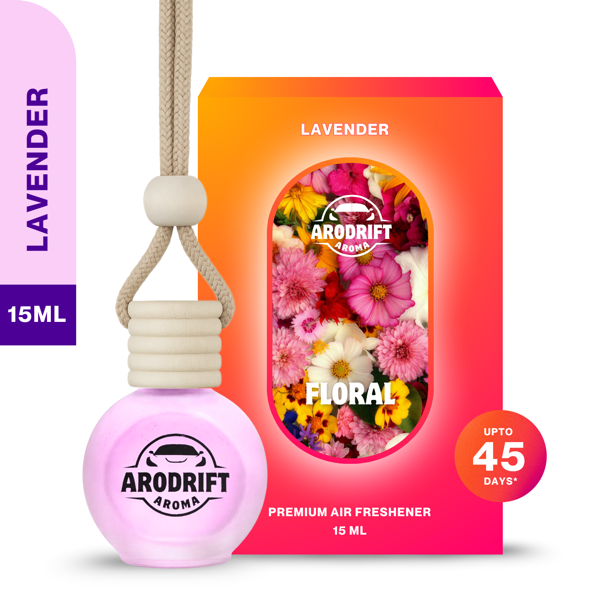 AroDrift Aroma Premium Car Air Freshener | Lavender | Car Hanging Perfume | 15 ML - Car Air Fresheners