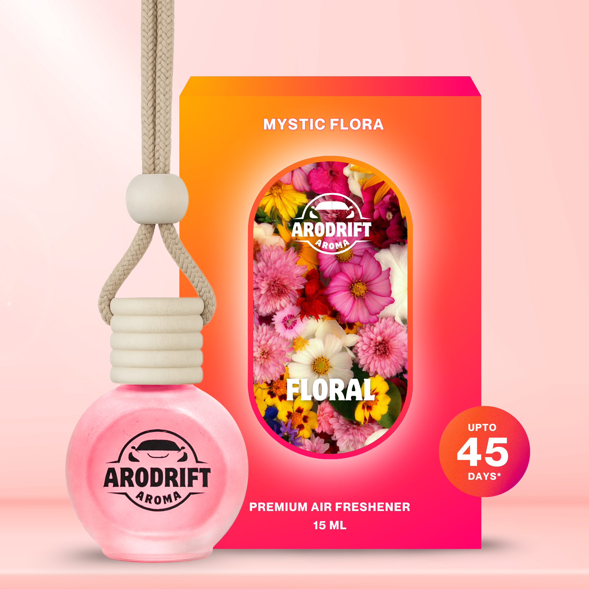 AroDrift Aroma Premium Car Air Freshener | Mystic Flora | Car Hanging Perfume | 15 ML