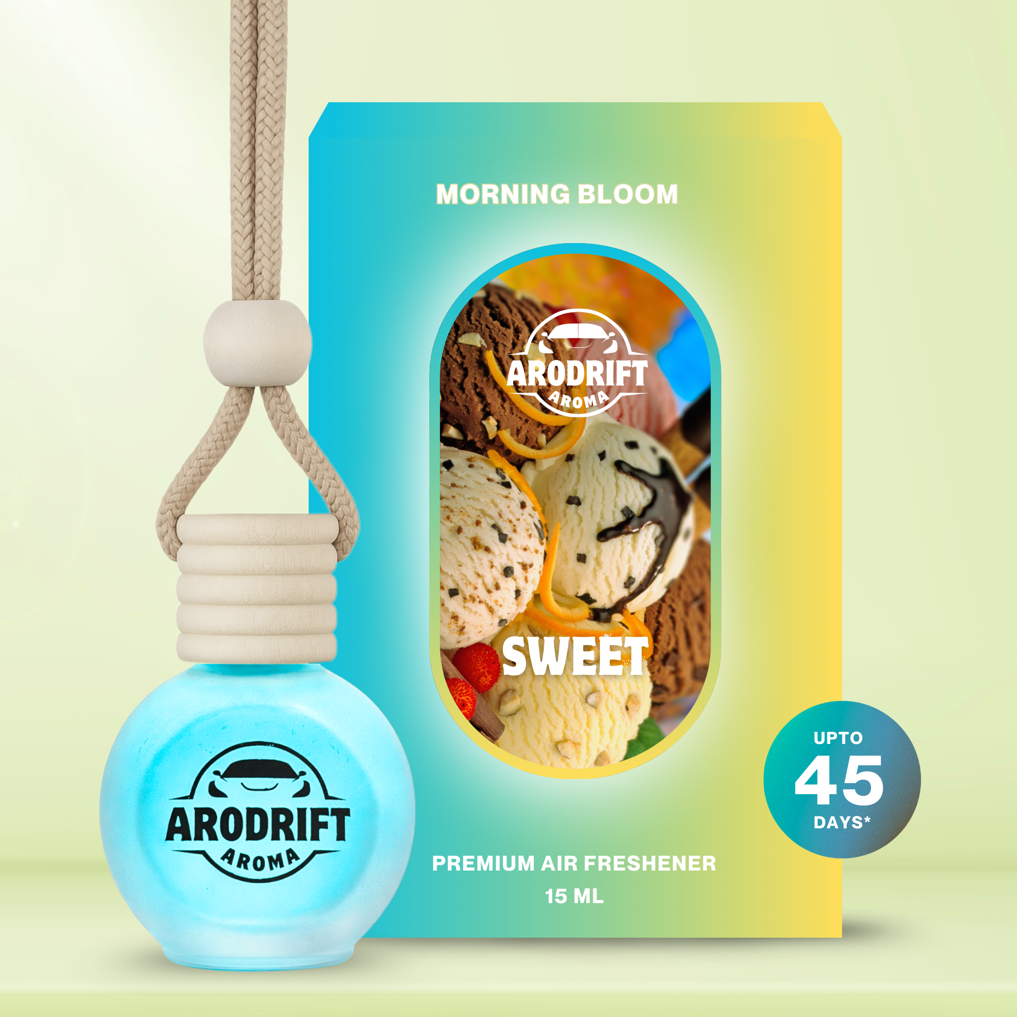AroDrift Aroma Premium Car Air Freshener | Morning Bloom | Car Hanging Perfume | 15 ML