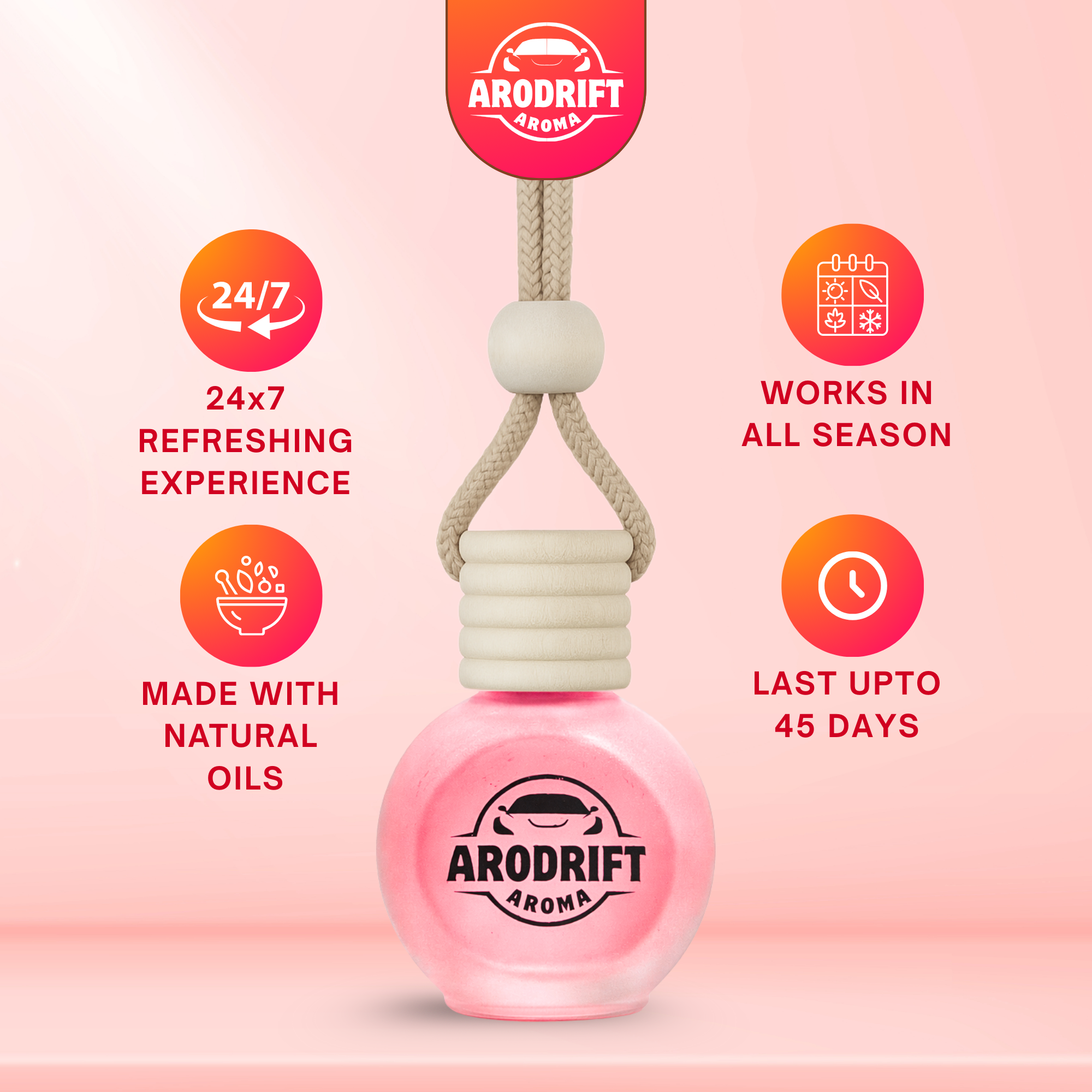 AroDrift Aroma Premium Car Air Freshener | Mystic Flora | Car Hanging Perfume | 15 ML