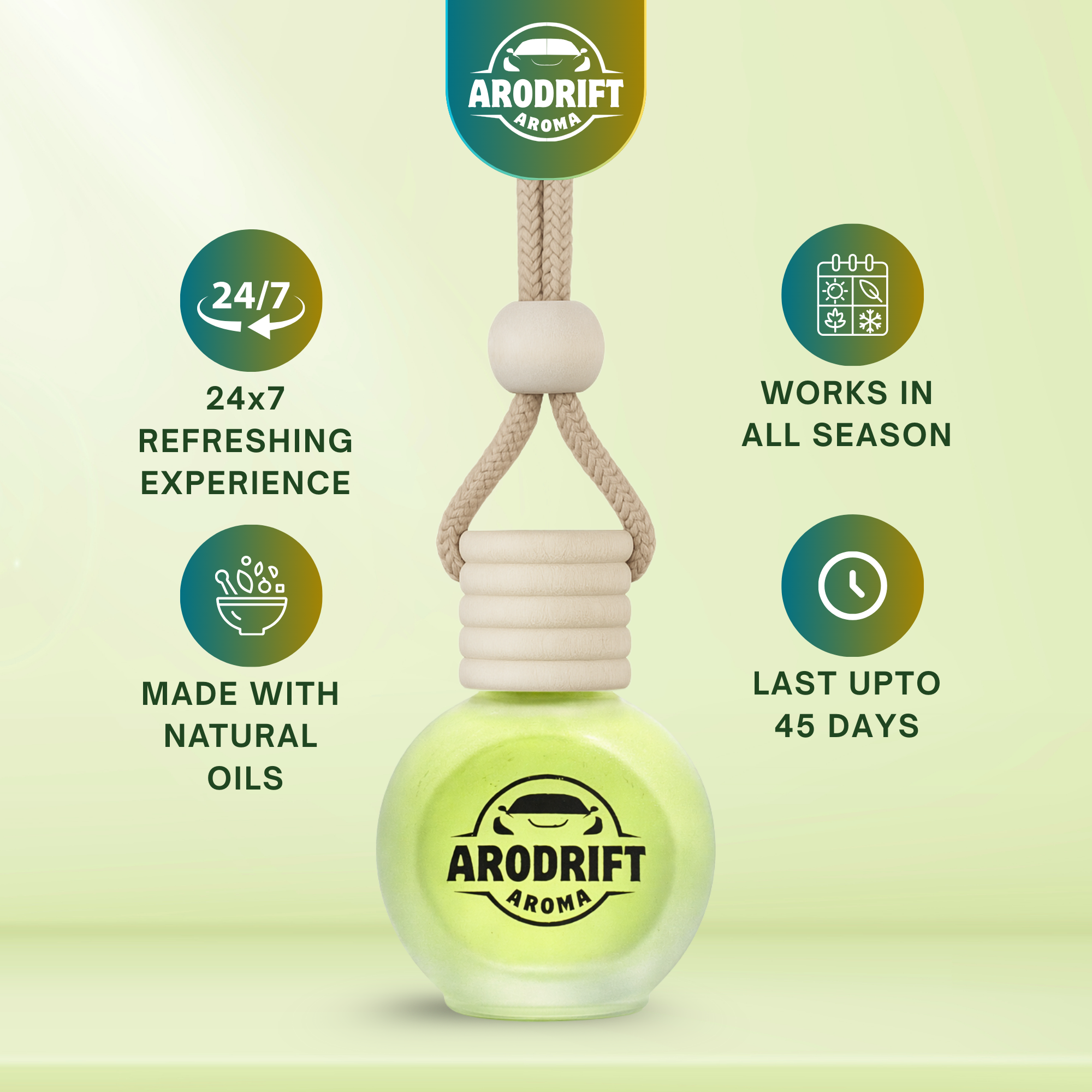 AroDrift Aroma Premium Car Air Freshener | Car Hanging Perfume | Golden Wood | 15 ML - Car Air Fresheners