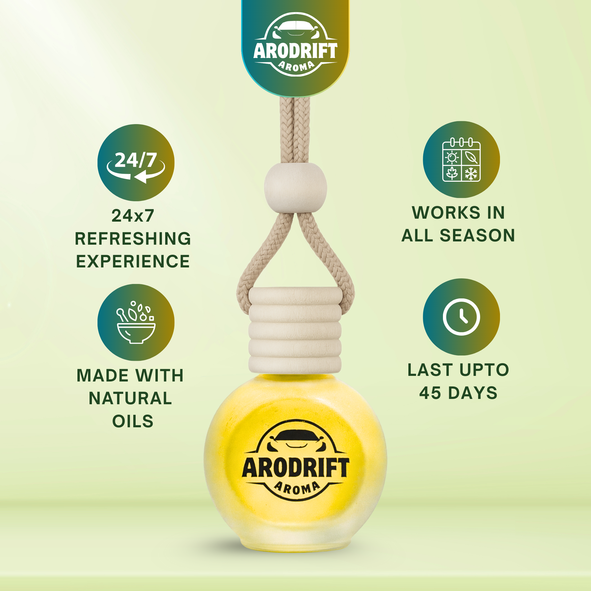AroDrift Aroma Premium Car Air Freshener | Car Hanging Perfume | Horizon Mist | 15 ML - Car Air Fresheners