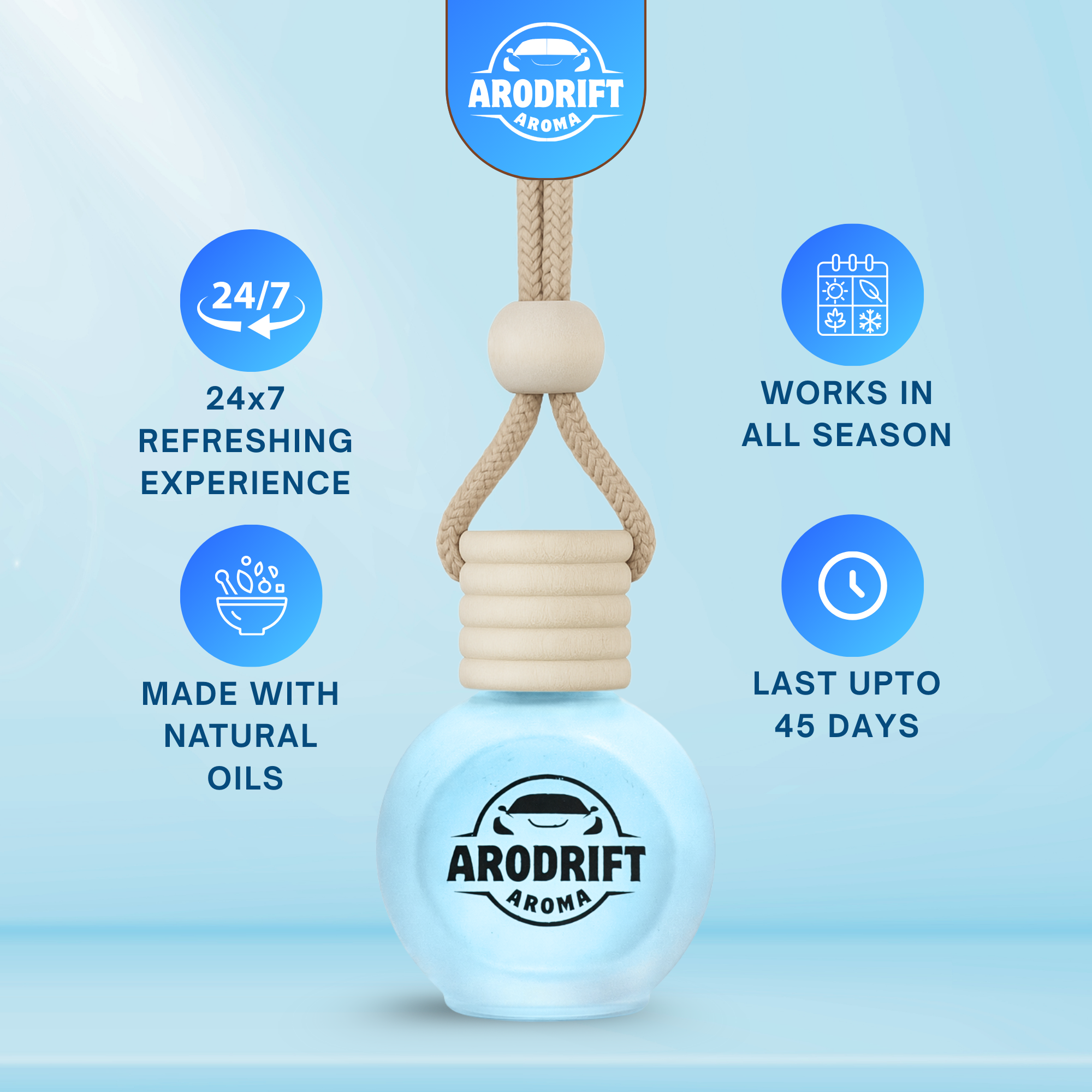 AroDrift Aroma Premium Car Air Freshener | Car Hanging Perfume | Garden Bloom | 15 ML - Car Air Fresheners