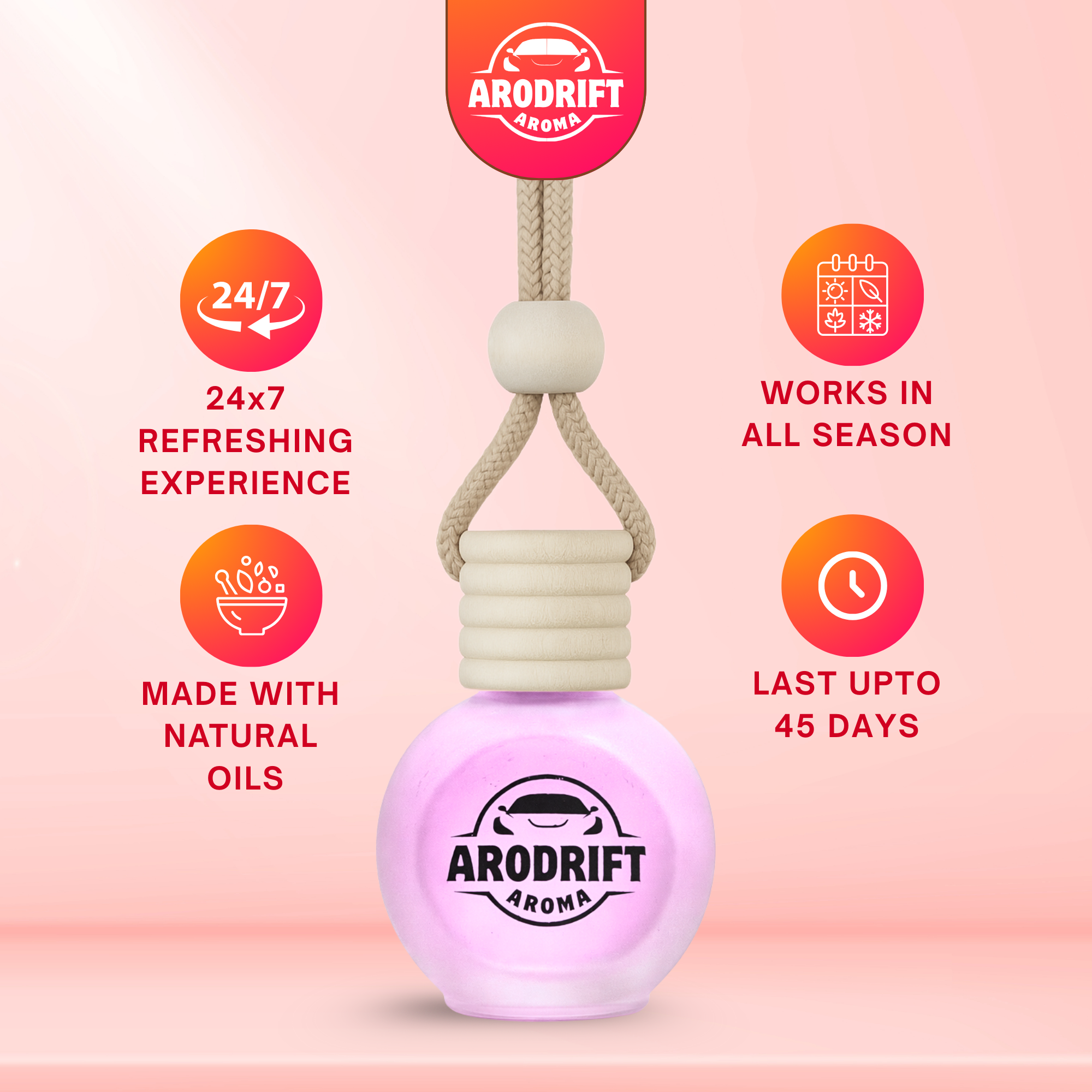 AroDrift Aroma Premium Car Air Freshener | Lavender | Car Hanging Perfume | 15 ML