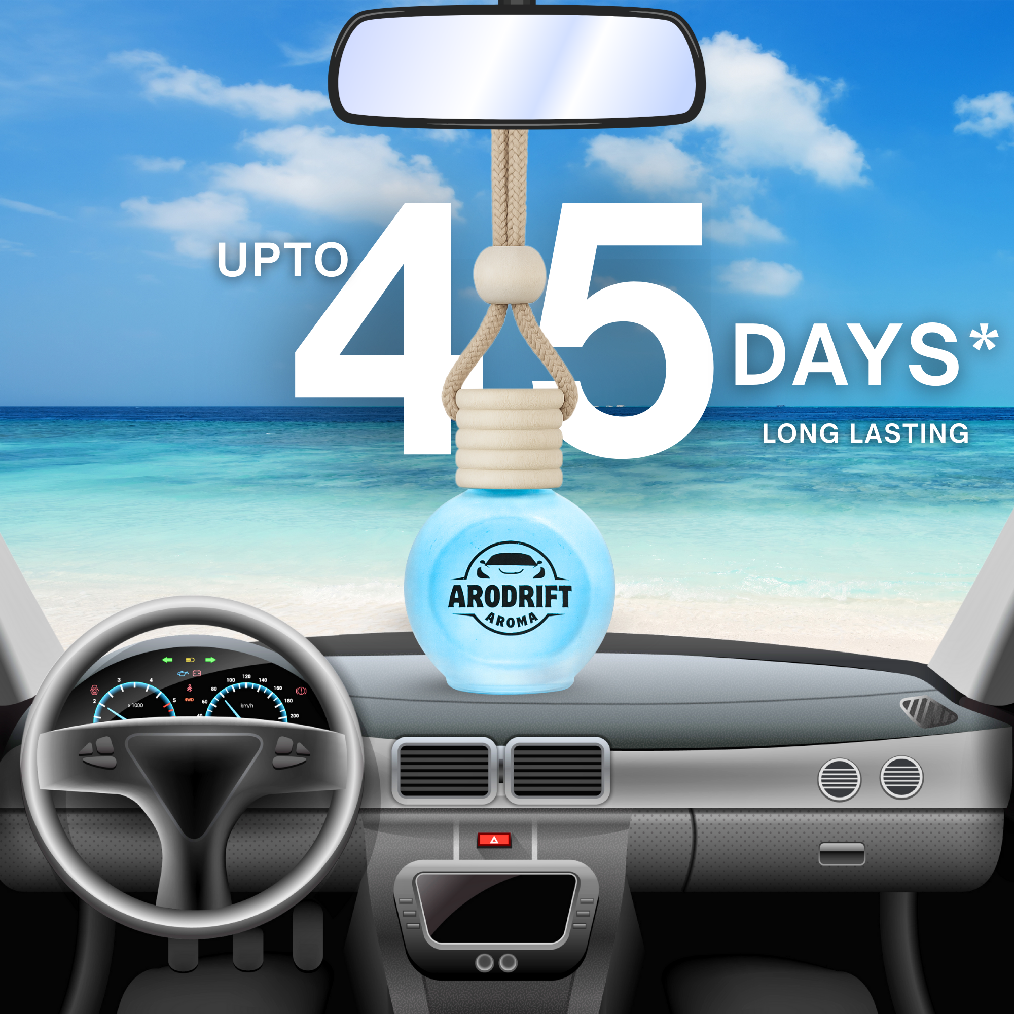 AroDrift Aroma Premium Car Air Freshener | Car Hanging Perfume | Ocean Breeze | 15 ML - Car Air Fresheners