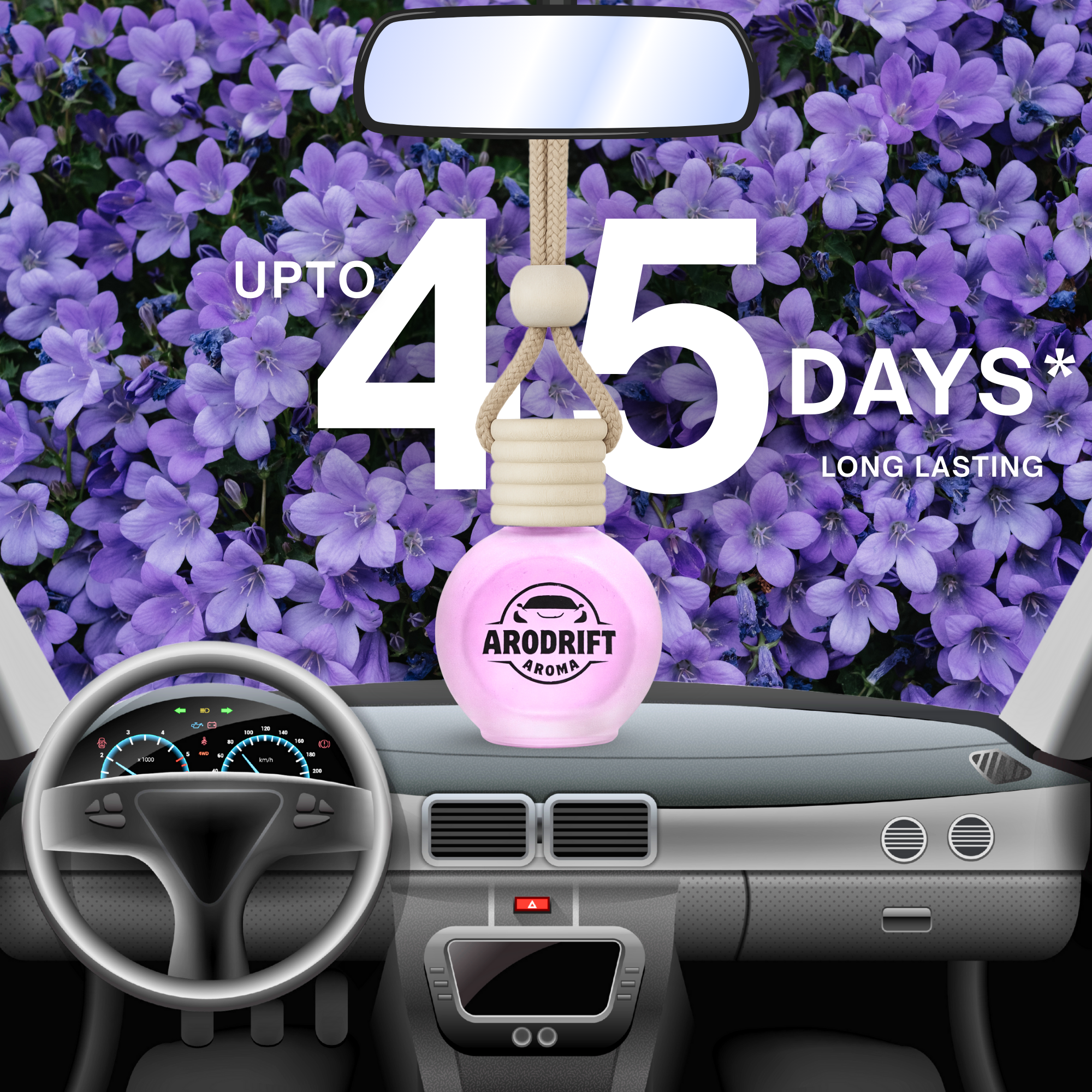 AroDrift Aroma Premium Car Air Freshener | Lavender | Car Hanging Perfume | 15 ML