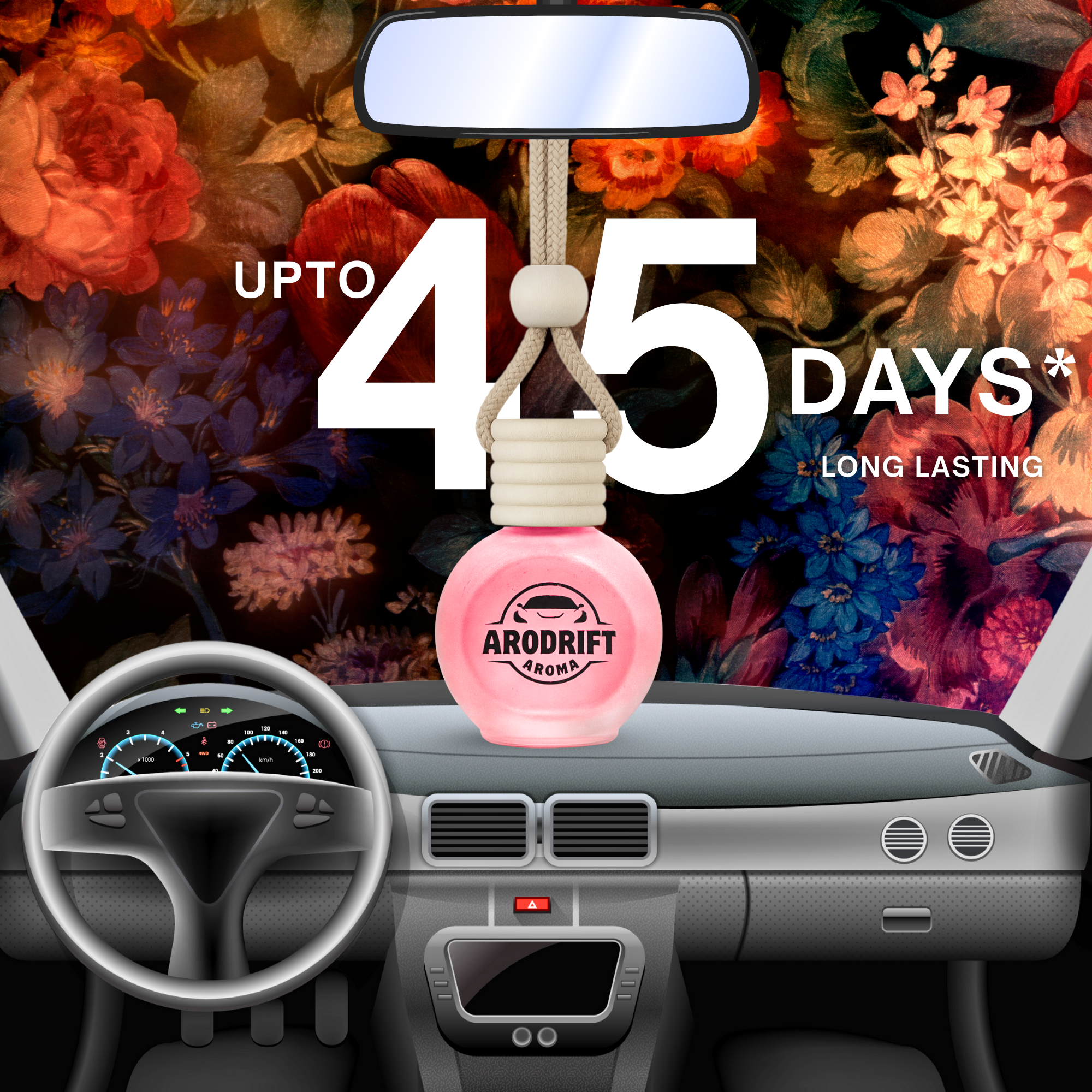 AroDrift Aroma Premium Car Air Freshener | Mystic Flora | Car Hanging Perfume | 15 ML