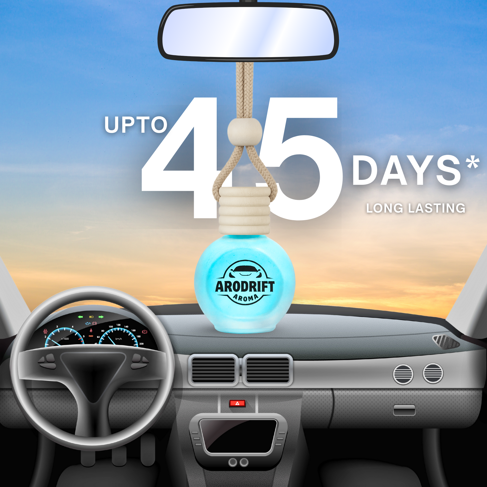 AroDrift Aroma Premium Car Air Freshener | Morning Bloom | Car Hanging Perfume | 15 ML