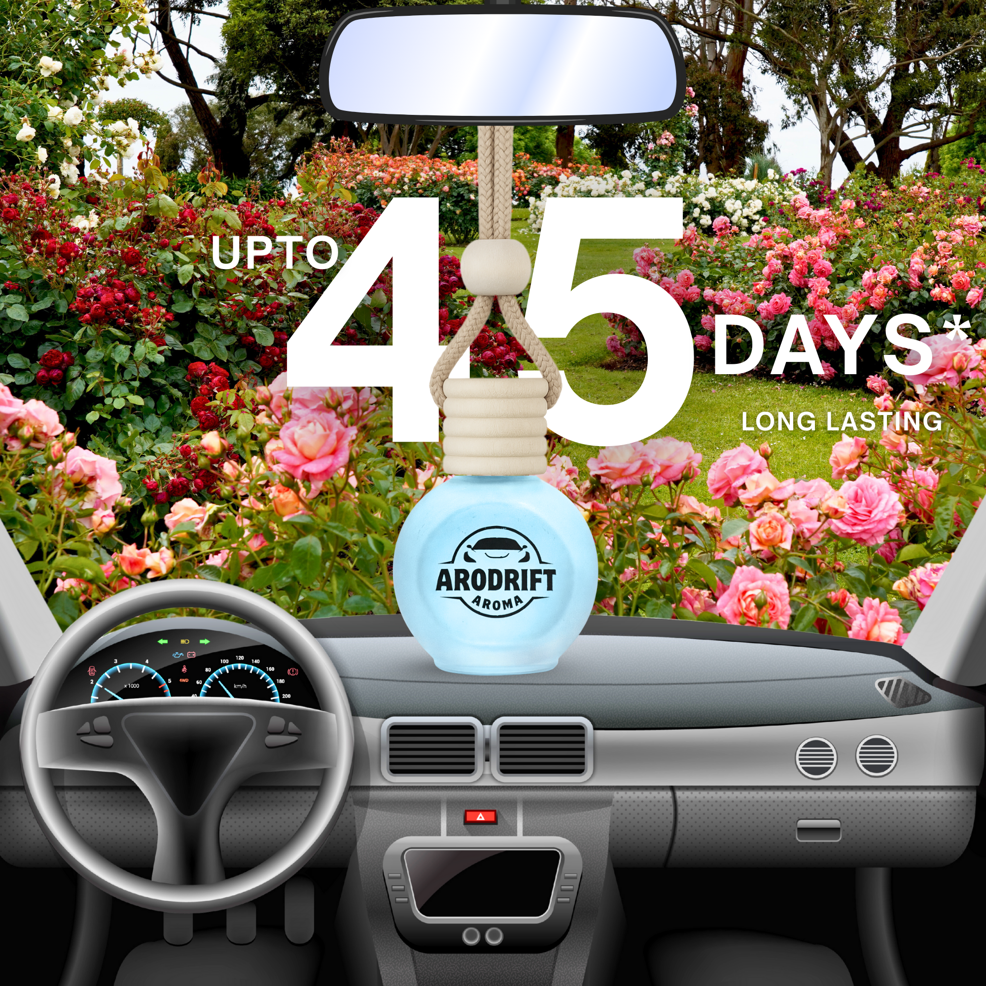 AroDrift Aroma Premium Car Air Freshener | Car Hanging Perfume | Garden Bloom | 15 ML - Car Air Fresheners