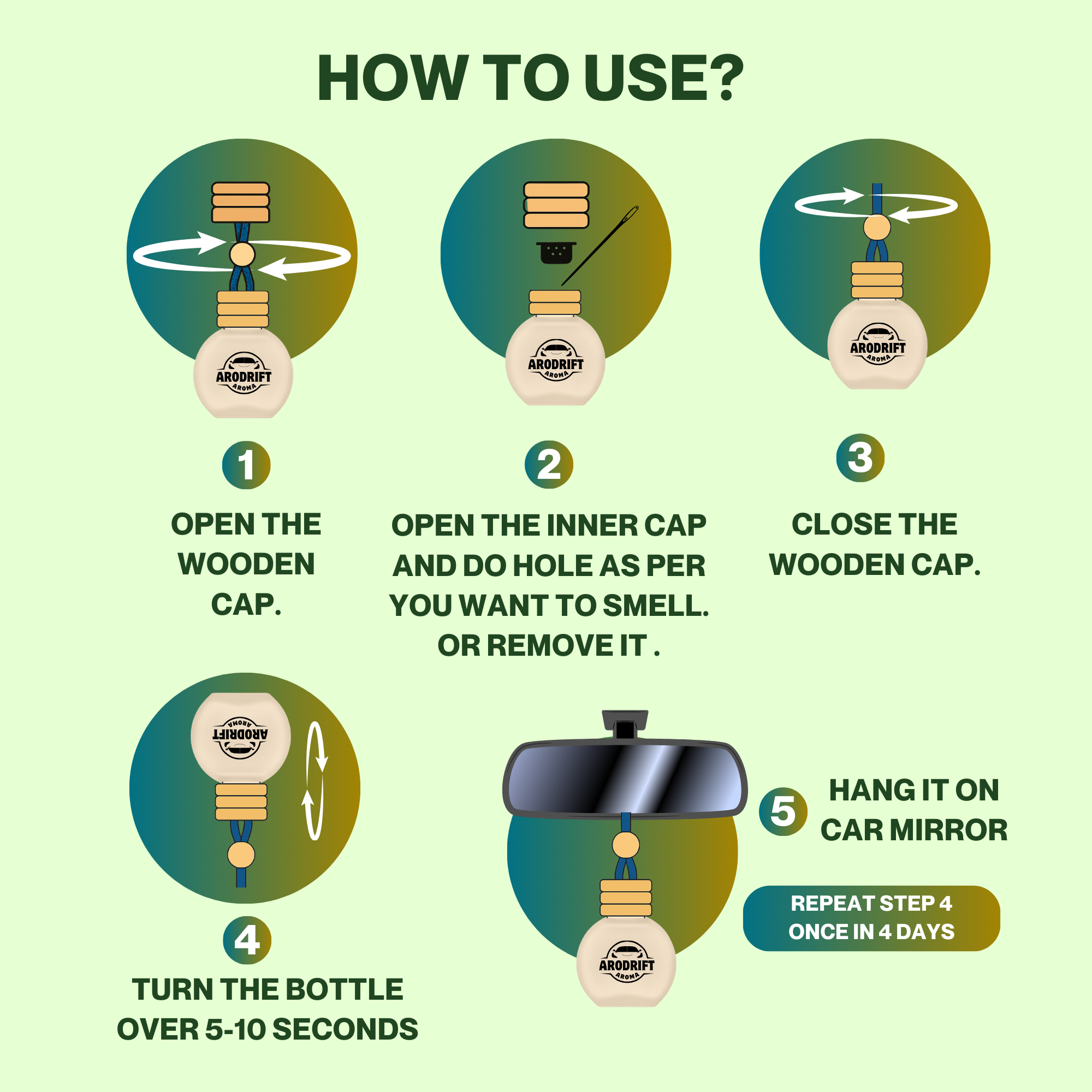 AroDrift Aroma Premium Car Air Freshener | Car Hanging Perfume | Golden Wood | 15 ML - Car Air Fresheners