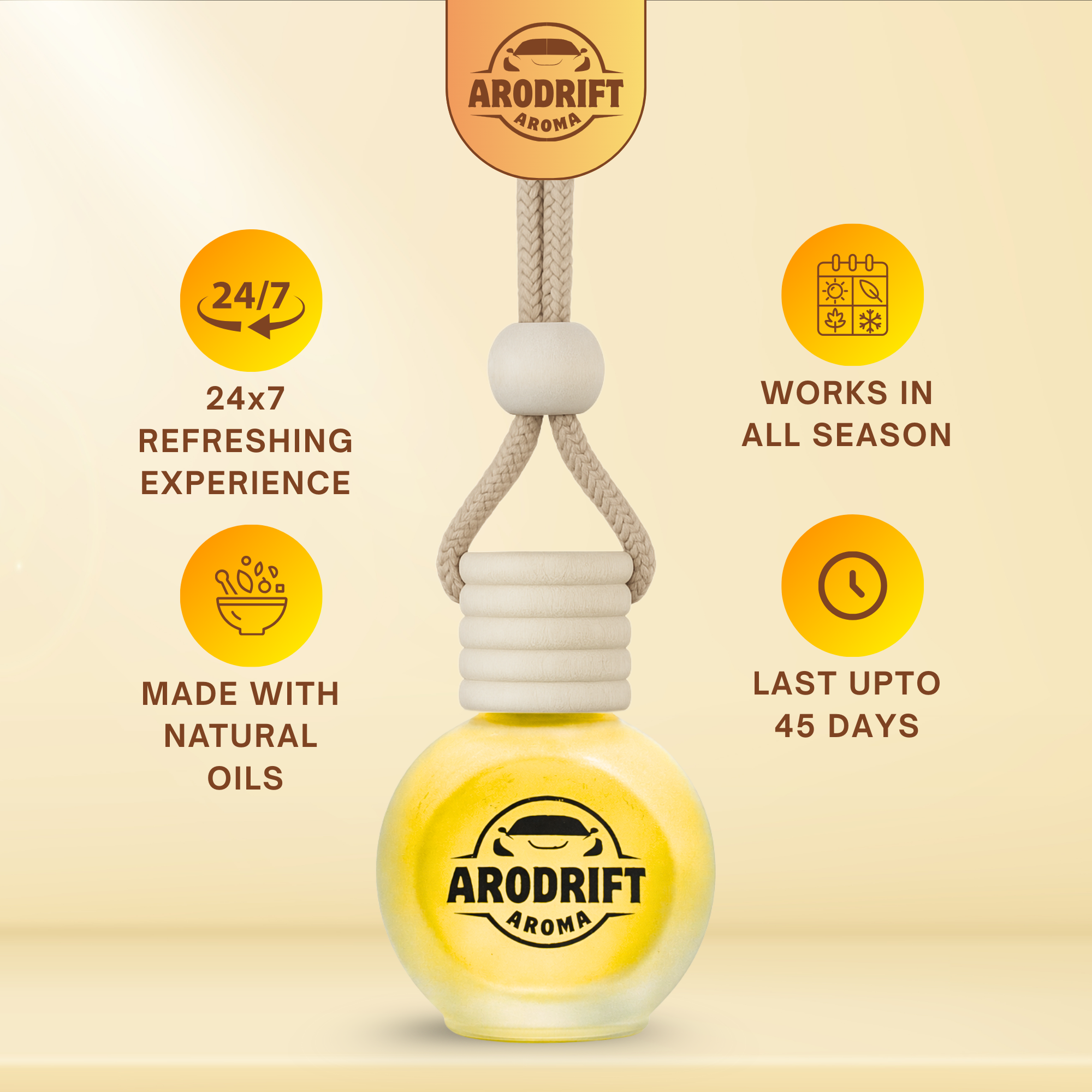 AroDrift Aroma Premium Car Air Freshener | Urban Musk | Car Hanging Perfume | 15 ML - CAR AIR FRESHENER
