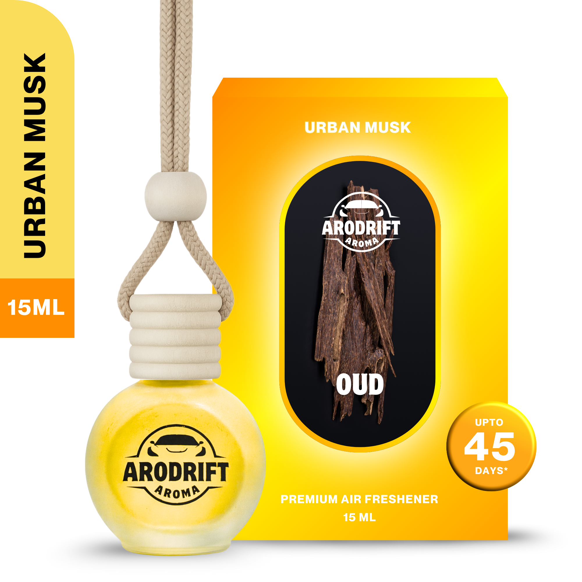 AroDrift Aroma Premium Car Air Freshener | Urban Musk | Car Hanging Perfume | 15 ML - CAR AIR FRESHENER